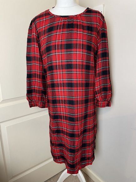 Dresses & Skirts - Next Size 10 Check Plaid Shift Dress Red Tartan Smock Festive Xmas Party Black